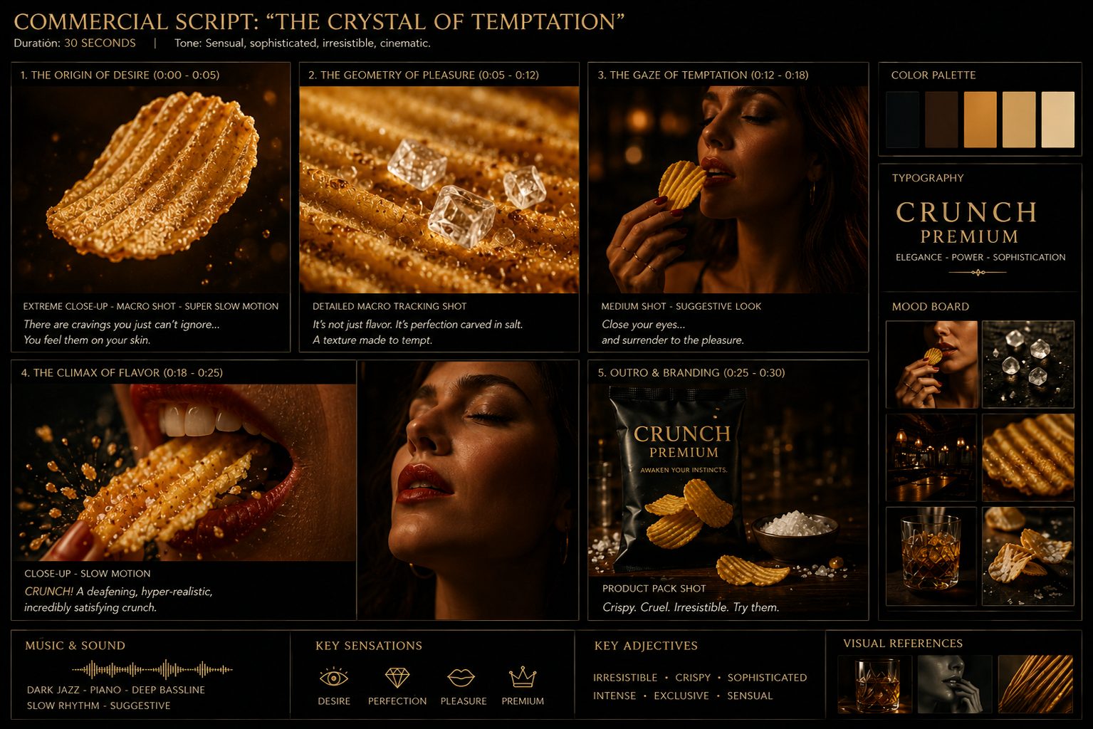 Art-direction board: palette, lighting references and product angles