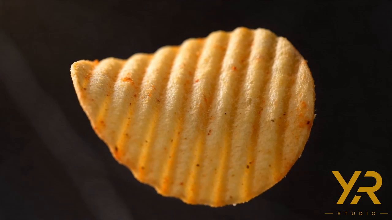 Chip floating against black