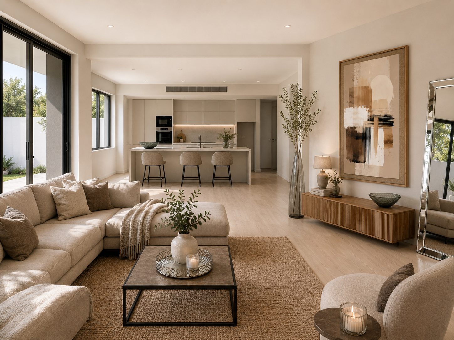 The furnished, warmly lit home