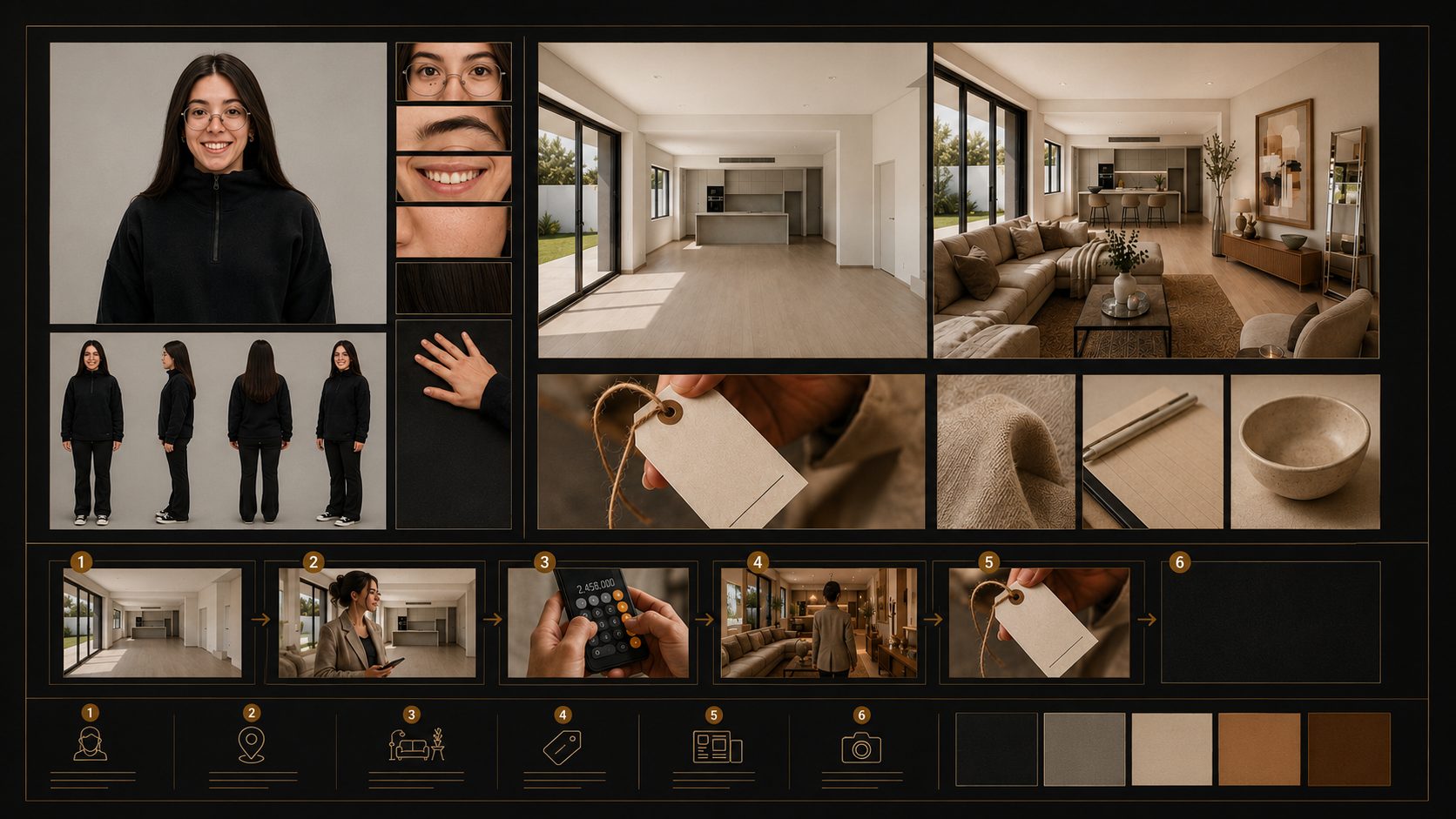 Art-direction board: palette, interior references and story beats