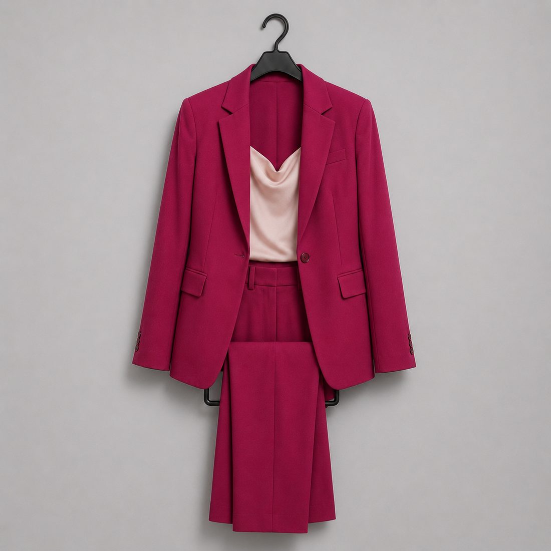 Fuchsia suit flat lay